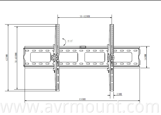 Tilt TV wall bracket 3780 line drawing